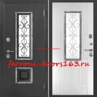 Стальная дверь со стеклопакетом Венеция Серебро Белый ясень
